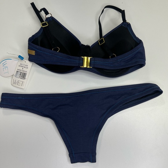 WET Swimwear Bikini Set in Denim Blue New With Tags Size Small - Picture 4 of 16